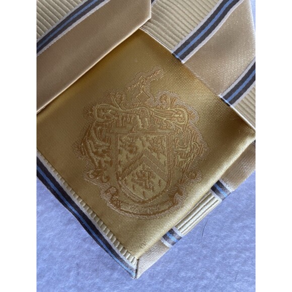 Donald Trump Signature Collection Necktie 100% Silk Yellow Blue Gold Stripe Tie - Picture 4 of 14